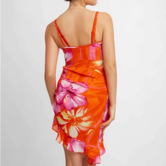 NWT Blackbough Bridget Sheer Sun Dress - Spritz - Asymmetrical Ruffled Slip - Picture 5 of 17